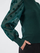 Emerald Jumper with Sheer Polka Dot Sleeves