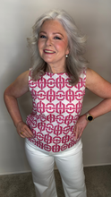 Sleeveless Geometric Print Blouse - Azalea Rose