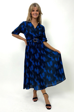 Positano Midi Dress In Blue / Navy Print