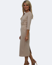 Kate & Pippa Amy Structured Midi Dress In Beige