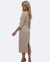 Kate & Pippa Amy Structured Midi Dress In Beige