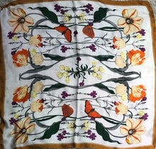 Floral Print Scarf - White & Brown