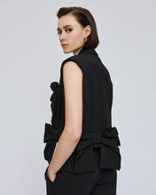 Black Sleeveless Blazer with Bows