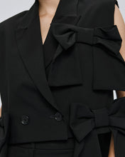 Black Sleeveless Blazer with Bows