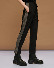 Black Herringbone Stripe Trousers