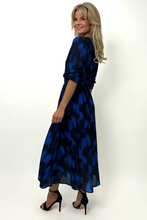 Positano Midi Dress In Blue / Navy Print