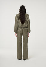 Khaki Faux Leather Trousers