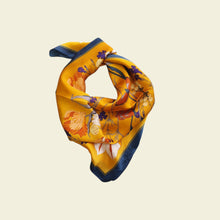 Floral Print Scarf - Mustard & Navy