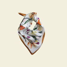 Floral Print Scarf - White & Brown