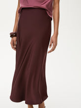 Fluid Satin Midi Skirt - Bordeaux