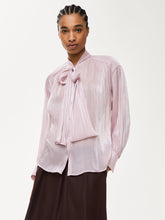 Blush Satin Pussy-Bow Shirt