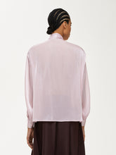 Blush Satin Pussy-Bow Shirt