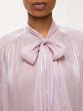 Blush Satin Pussy-Bow Shirt