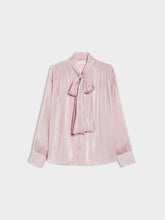 Blush Satin Pussy-Bow Shirt