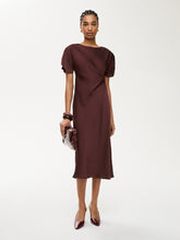 Knot Detail Satin Midi Dress - Bordeaux