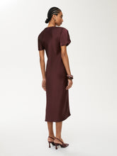 Knot Detail Satin Midi Dress - Bordeaux