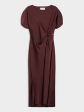 Knot Detail Satin Midi Dress - Bordeaux
