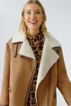 Camel Aviator Jacket with Shearling Collar