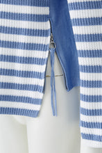 Rubi Striped Zip-Side Pullover - Blue & White