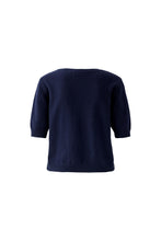 Navy Knit Top with Denim Pockets