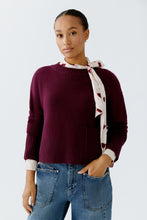 Ribbed Hem Jumper with Front Pocket - Cherry