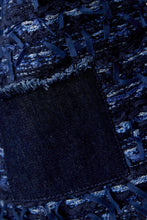 Navy Textured Bouclé Jacket with Fringe Detail