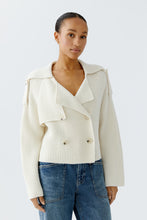 Ivory Knit Double-Breasted Cardigan