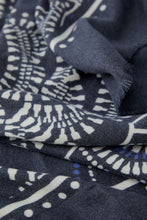 Navy Western-Print Square Scarf