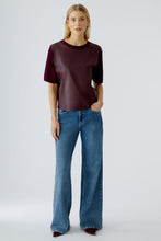 Two-Tone Short Sleeve Top with Subtle Logo Detail