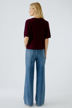 Two-Tone Short Sleeve Top with Subtle Logo Detail