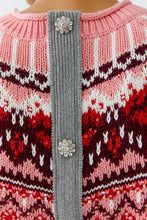 Nordic Pattern Knit Jumper in Soft Grey & Pink Tones