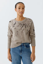 Sequin Embellished Knit Jumper in Soft Taupe