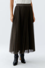 Shimmer Pleated Tulle Midi Skirt