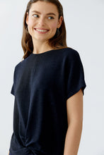 Navy Shimmer Top with Front Twist