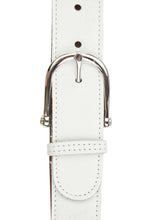 Leather Belt with Silver Buckle - White