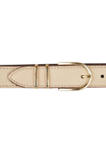 Narrow Leather Belt with Metal Loops - Sand