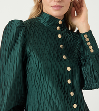Emerald Textured Blouse with Statement Buttons