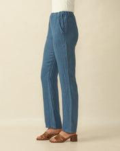 Striped Linen Trousers in Denim Blue