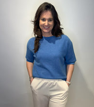 Blue Short-Sleeve Knit Jumper