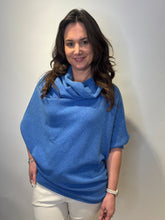 Asymmetric Cowl Neck Jumper – Jeans Blue