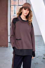 Two-Tone Tunic with Pocket - Cocoa & Black