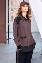 Two-Tone Tunic with Pocket - Cocoa & Black