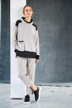 Two-Tone Tunic with Pocket - Taupe & Black