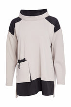 Two-Tone Tunic with Pocket - Taupe & Black