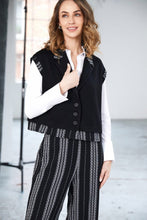 Black & Grey Striped Wide-Leg Trousers