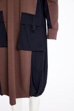 Hooded Two-Tone Maxi Dress - Black & Cocoa