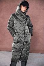 Quilted Longline Coat in Khaki