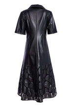 Leatherette Dress with Zip & Lace Hem - Black