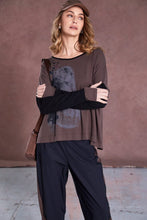 Brown Graphic Long Sleeve Top
