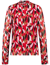 Red & Pink Print Mesh Top